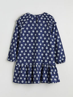 Bisiklet Yaka Desenli K?z ?ocuk Elbise