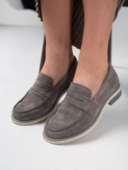 Лоферы 176.rosegr.Серый замок замша