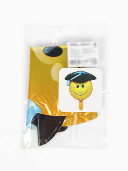 Цена за 2 шт. Воздушный шар фольгированный 16" "Смайлик на выпускной" набор 5 штук