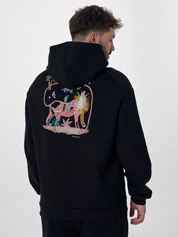 Теплое худи мужское черное с начесом