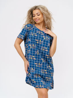 858 Туника "Клетка/индиго"