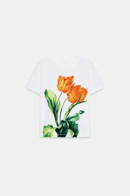 CAMISETA ESTAMPADO FLORES / Blanco