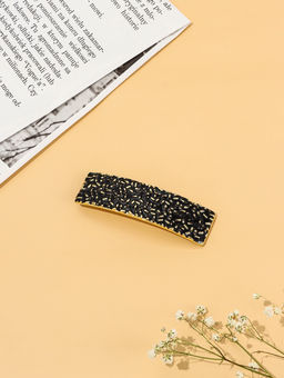 Заколка-автомат для волос "Фелиса" 8 см, чёрно-золотой