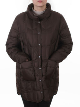 H24-328 BROWN Куртка пуховая облегченная женская (белый утиный пух) - Fashion фото 3