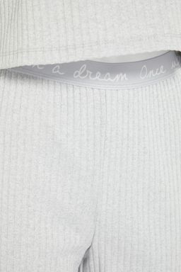 Trendyolmilla Gri Slogan Lastik Detayl? Fitilli Orme Pijama Tak?m? THMAW21PT0269  фото 14