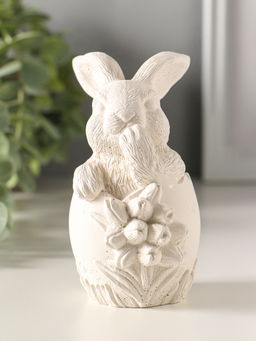 Фигурка гипс Заяц пасхальный с букетом, 11?6 см