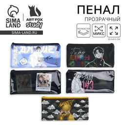 Цена за 6 шт. Пенал школьный, плоский, ПВХ, 9.5×20.5 см «Аниме» МИКС
