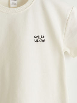 Yaz? Bask?l? Pamuklu Erkek ?ocuk Ti??rt