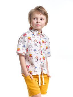Рубашка цветная для мальчика 33-58760 белый/цветной - Mini maxi фото 7