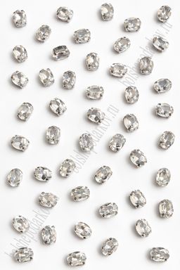 Стразы пришивные 8*6 мм "Овал" (50 шт) SF-7053, серебро №1