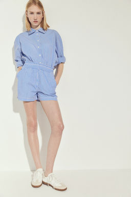 Pantalon corto de popelina con cintura elastica