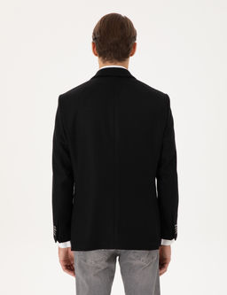 Siyah Y_n Kar___ml_ Slim Fit Ceket