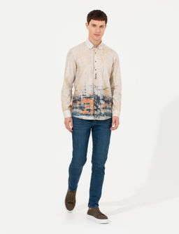 Bej Slim Fit Uzun Kollu G_mlek