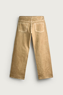 JEANS LOOSE FIT LAVADO IRREGULAR / Ocre - Zara фото 8