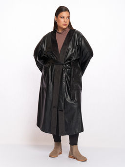 Плащ кожаный TKA05221BLK01