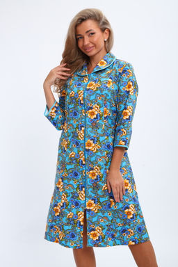 Халат женский из фланели Маша макси цветы