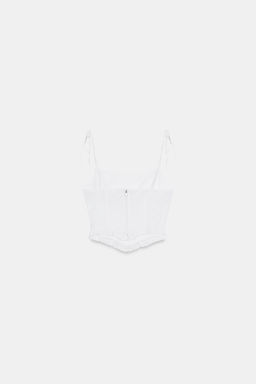 TOP CROP CORSETERO POPEL?N / Blanco - Zara фото 7