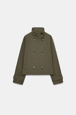 TRENCH CORTA CRUZADA / Khaki oscuro - Zara фото 5