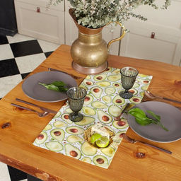 Цена за 2 шт. Дорожка на стол Этель Avocado 30×70 см, 100% хлопок, саржа 190 г/м², белая/зелёная