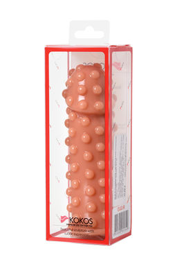 Насадка KOKOS реалистичная с дополнительной стимуляцией, TPE, телесная, 14.7 см  фото 6