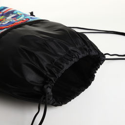 Мешок для обуви на шнурке, наружный карман, чёрный