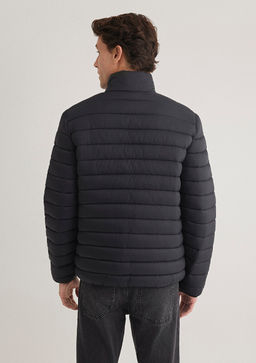 Dik Yaka Siyah Sisme Mont - Mavi фото 5