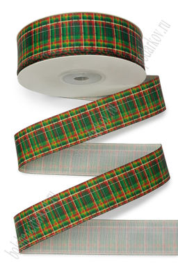 Лента репсовая 2,5 см*25 ярд с рисунком "Клетка" SF-7223, №119