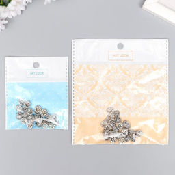 Цена за 2 шт. Декор шляпка для бусин "Цветок-полукруг" серебро 0,8х0,8 см набор 50 шт