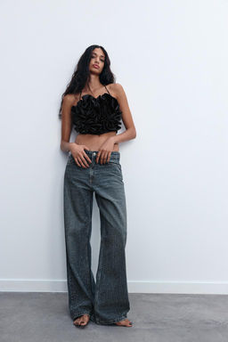 RELAXED MID-WAIST RHINESTONE JEANS