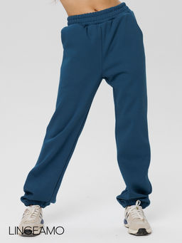 Женские брюки оверсайз из футера с начесом Lingeamo темно-бирюзовые КБ-25 (23)  фото 4