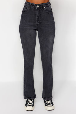 Siyah Y?rtmacl? Yuksek Bel Straight Jeans TWOSS22JE0430 - Trendyolmilla фото 4