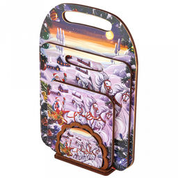 Счастья, Радости, УдачиКомлект деревянный 4 предмета: доска разделочная 29х21х0,6см; доска разделочная 21х19,5х0,6см; подставка под горячее 14,5х14,5х0,8см; салфетница 12,5х8,5х4см (Россия) - Домашняя мода фото 4