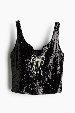 Top de lentejuelas con lazo decorativo - H&m фото 5