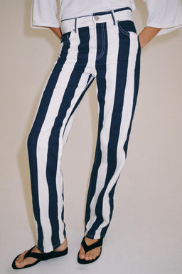 JEANS ZW COLLECTION RECTOS TIRO MEDIO RAYAS / Blanco / Marino