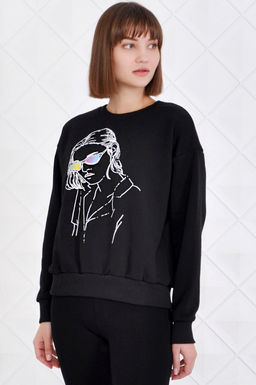 Арт. 1590 Свитшот женский 42-52 (6 шт) Цвет:черный - Калинка фото 2