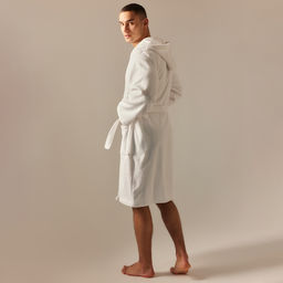 Халат махровый с капюшоном мужской SL HOME: Basic «Блан де Блан», размер M, хлопок 100%, белый