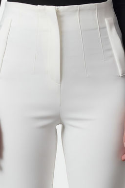 Beyaz Cigarette Kal?p Pensli Yuksek Bel Bilek Boy Dokuma Kumas Pantolon TWOSS20PL0515
