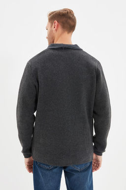 TRENDYOL MAN Antrasit Regular Fit Yunlu Yaka Triko H?rka TMNAW22HI0140 - Trendyolmilla фото 13