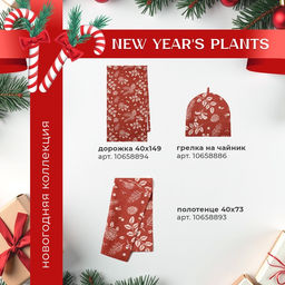 Скатерть Этель New Years plants 149?250 см, 100% хл, рогожка 186 г/м?