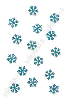 Лазерная вырубка из фетра с блесткой "Снежинка №3" 1,5 см (40 шт) голубой