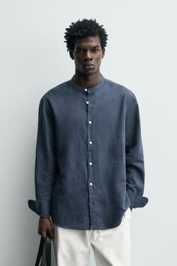 CAMISA RELAXED FIT LINO - ALGOD?N / Azul profundo - Zara фото 2