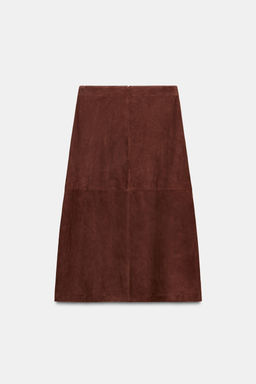 100% SUEDE LEATHER MIDI SKIRT LIMITED EDITION - Zara фото 4