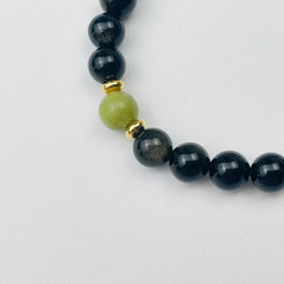 Браслет регулируемый из золотистого Обсидиана и Везувиана от 20 см