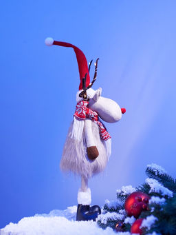 Фигура текстиль «Новогодний лосик» 58 см, 10 LED, от батареек CR2032×1, свечение тёплое белое