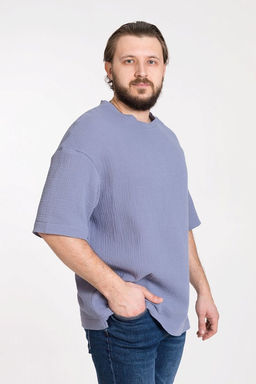 Футболка М123008в Серо-голубой - Елена фото 3