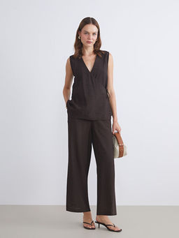 Kruvaze Yaka Dokulu Bluz