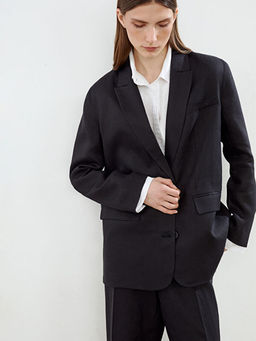 %100 Keten Kad?n Blazer Ceket