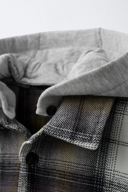CHECK OVERSHIRT WITH DETACHABLE FLEECE HOODIE - Zara фото 4