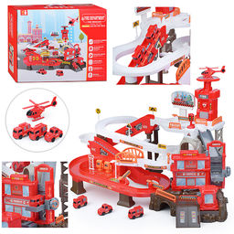 Парковка- трек "Пожарная часть" на батарейках, в коробке