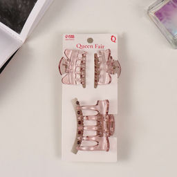 Цена за 6 шт. Крабики для волос «Флориана», набор 3 шт., крылья, 5.5 и 4 см, розовые